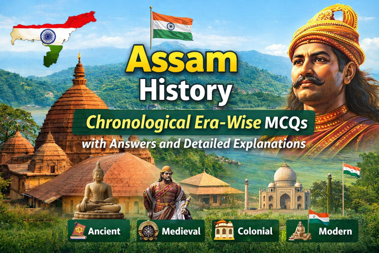 Assam History Chronological Era-Wise MCQs with Answers and Detailed Explanations