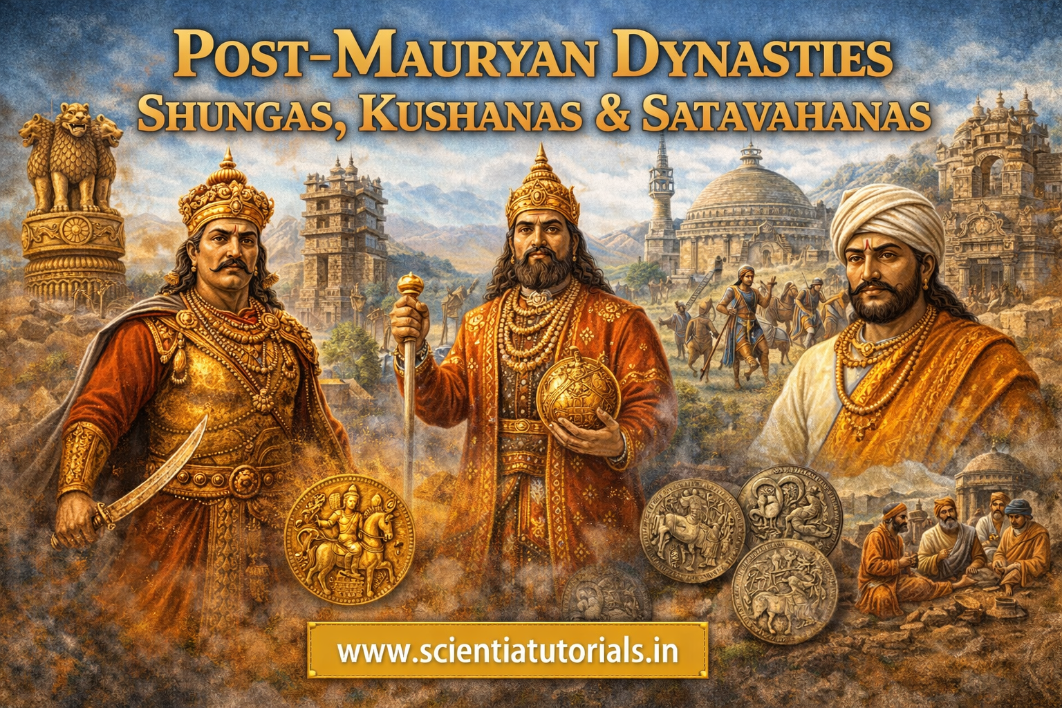 Post-Mauryan Dynasties Shungas, Kushanas & Satavahanas