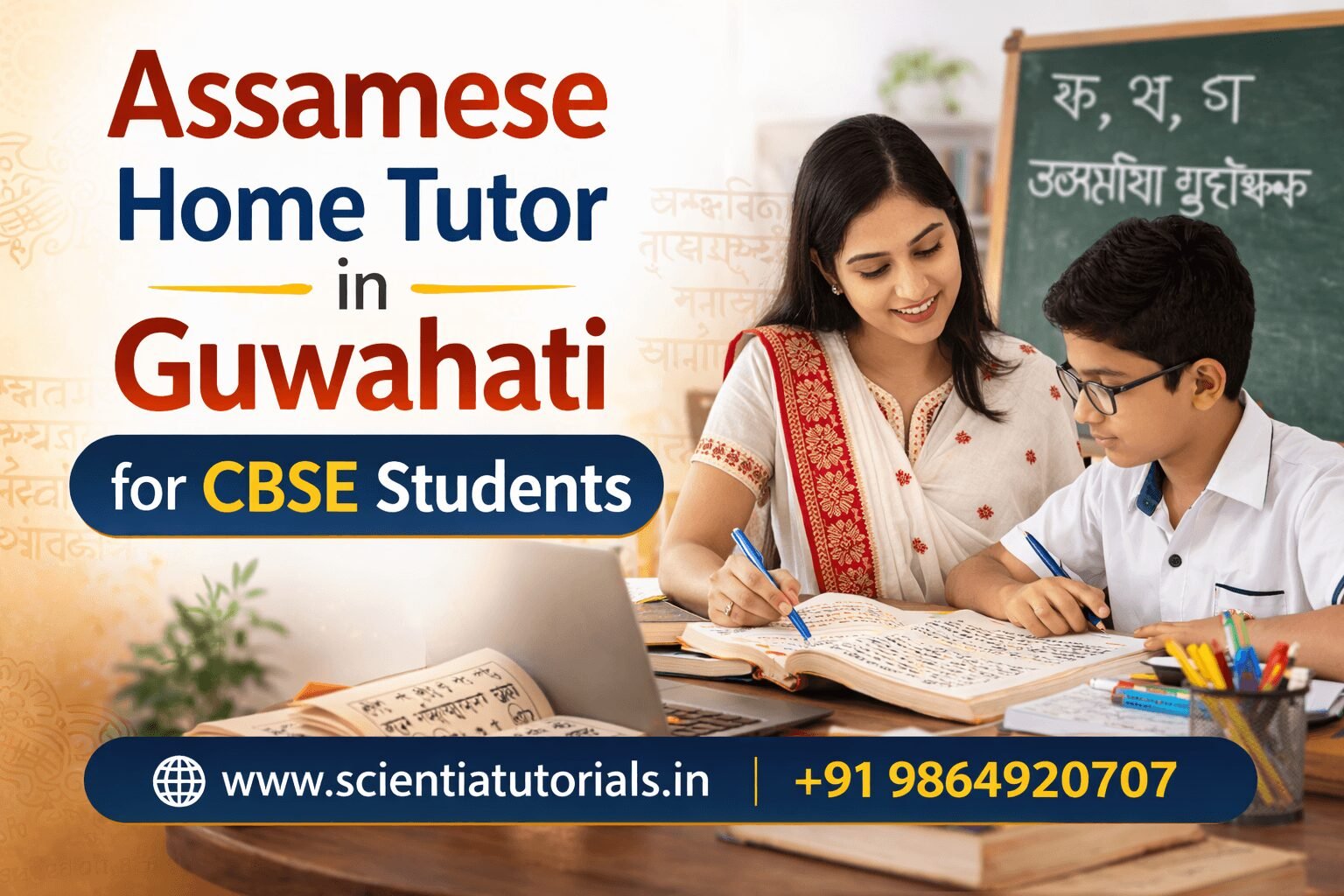 Assamese home tutor in Guwahati teaching CBSE student at home – personalized Assamese tuition by Scientia Tutorials