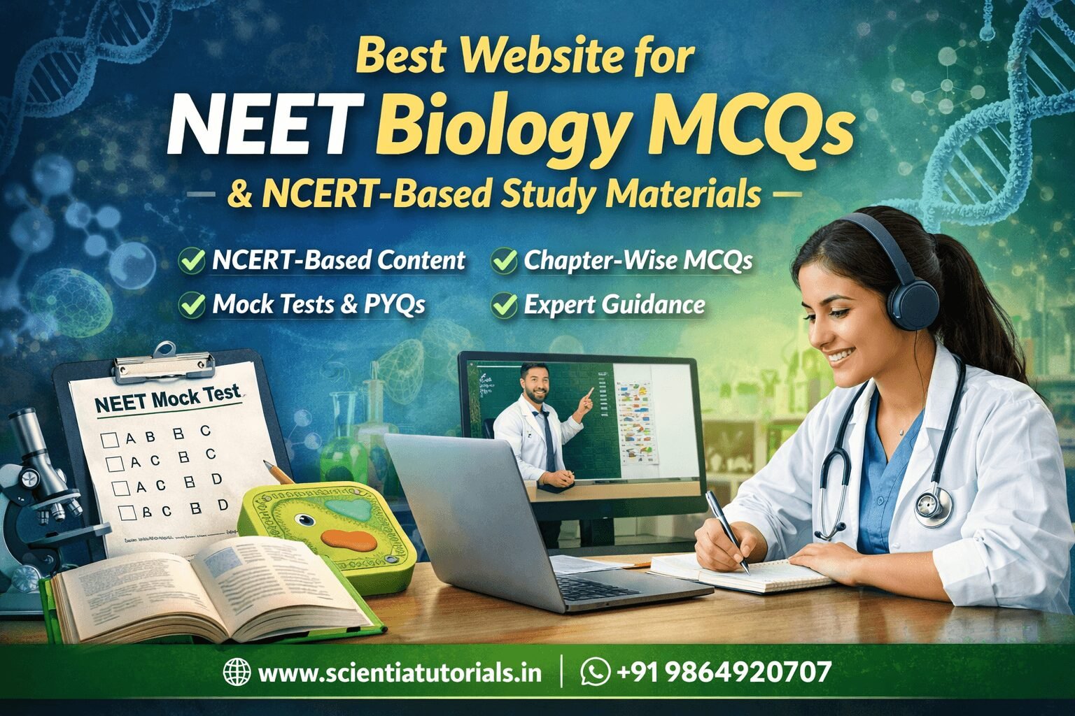 NEET Biology MCQs online with NCERT-based study materials, mock tests and online NEET UG courses for exam preparation