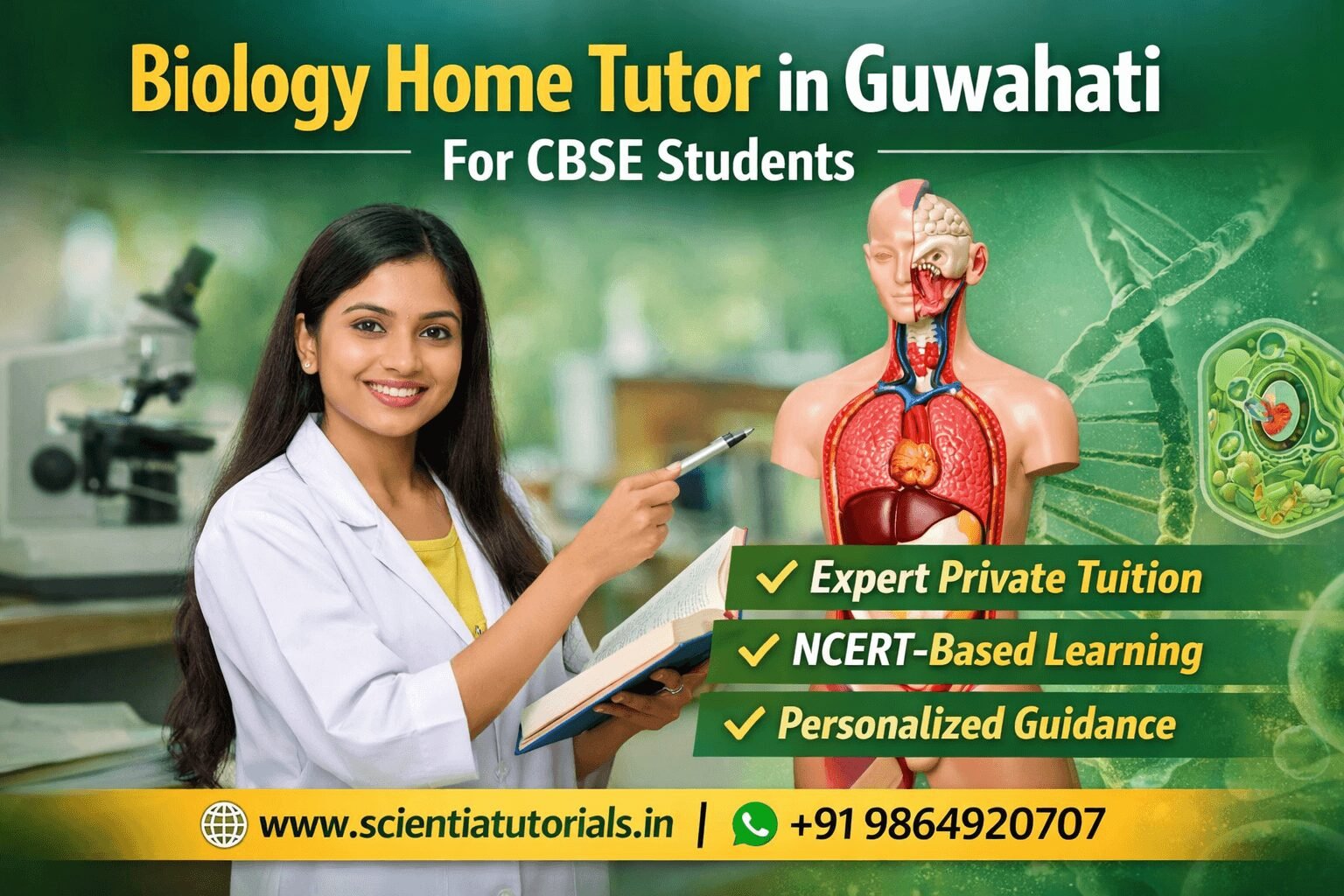 Biology home tutor in Guwahati teaching CBSE students with personalized NCERT-based home tuition by Scientia Tutorials