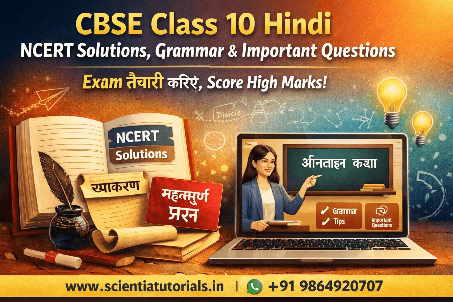 CBSE Class 10 Hindi NCERT solutions grammar rules important questions and online CBSE learning courses for board exam preparation