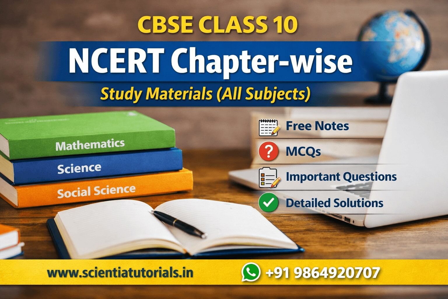 CBSE Class 10 NCERT chapter wise study materials all subjects free notes MCQs important questions solutions online