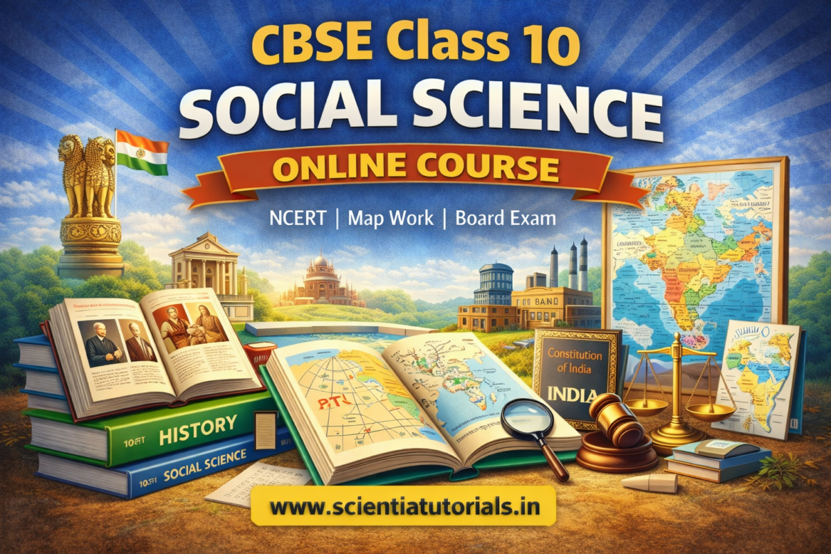 CBSE Class 10 Social Science Online Course for NCERT SST board exam preparation by Scientia Tutorials Guwahati Assam