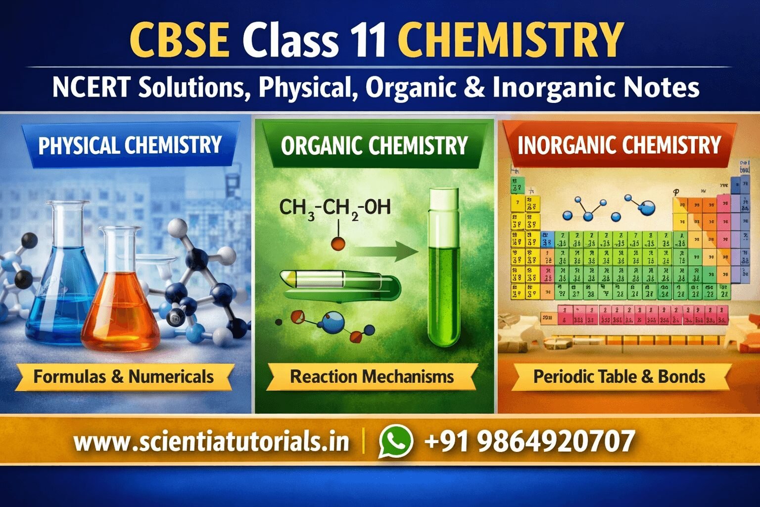 CBSE Class 11 Chemistry NCERT solutions with physical, organic and inorganic notes for exam preparation