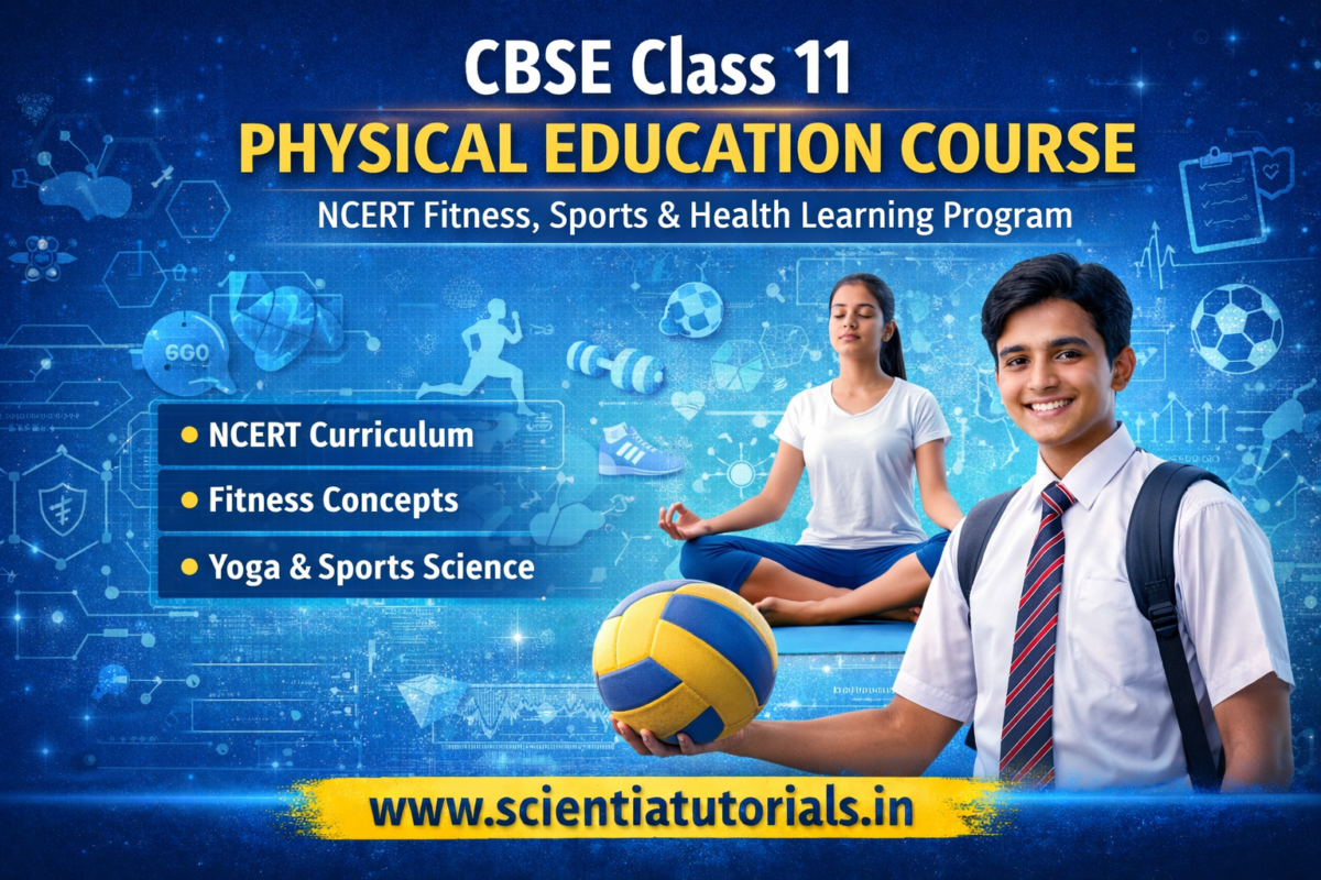 CBSE Class 11 Physical Education Course covering fitness, sports science, and yoga based on NCERT syllabus by Scientia Tutorials