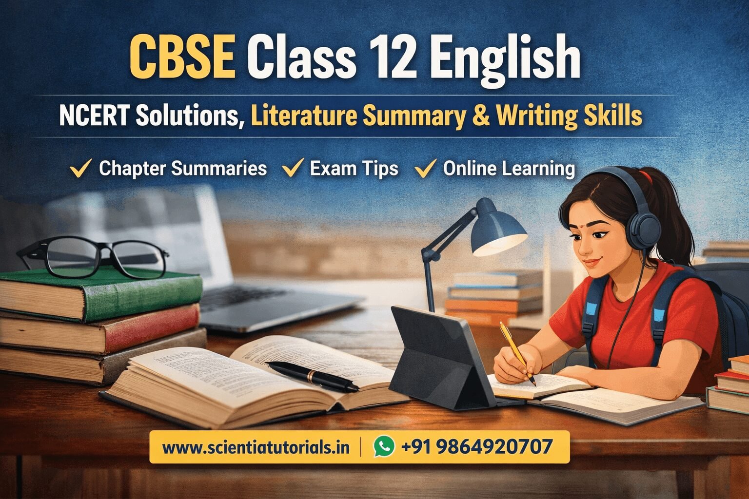 CBSE Class 12 English NCERT solutions literature summary writing skills online learning study materials banner