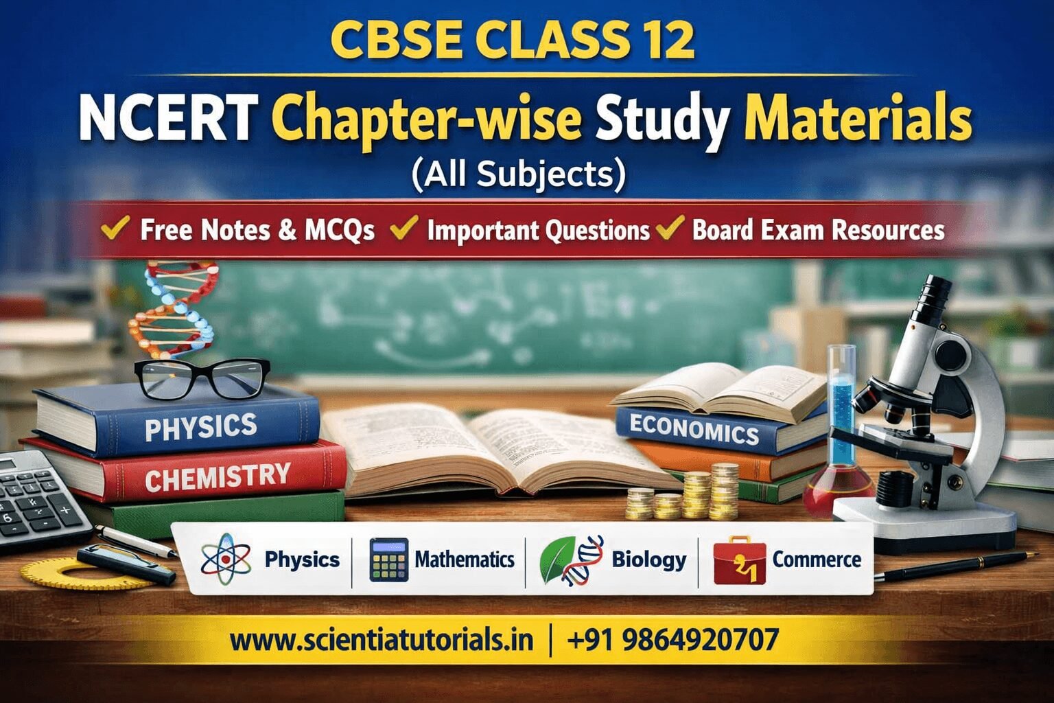 CBSE Class 12 NCERT chapter wise study materials all subjects notes MCQs important questions solutions online