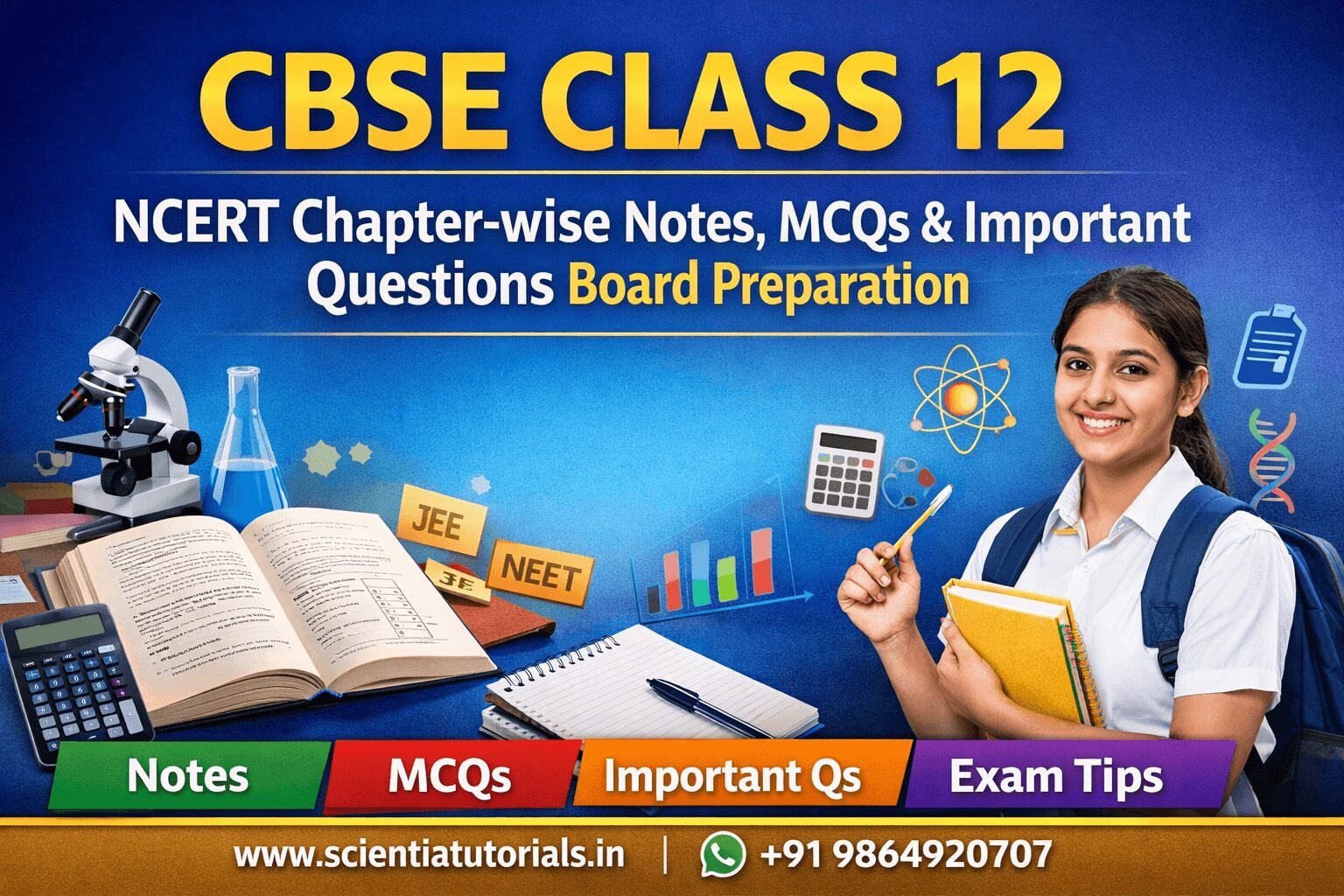 CBSE Class 12 NCERT chapter wise notes MCQs important questions board exam preparation free online study materials