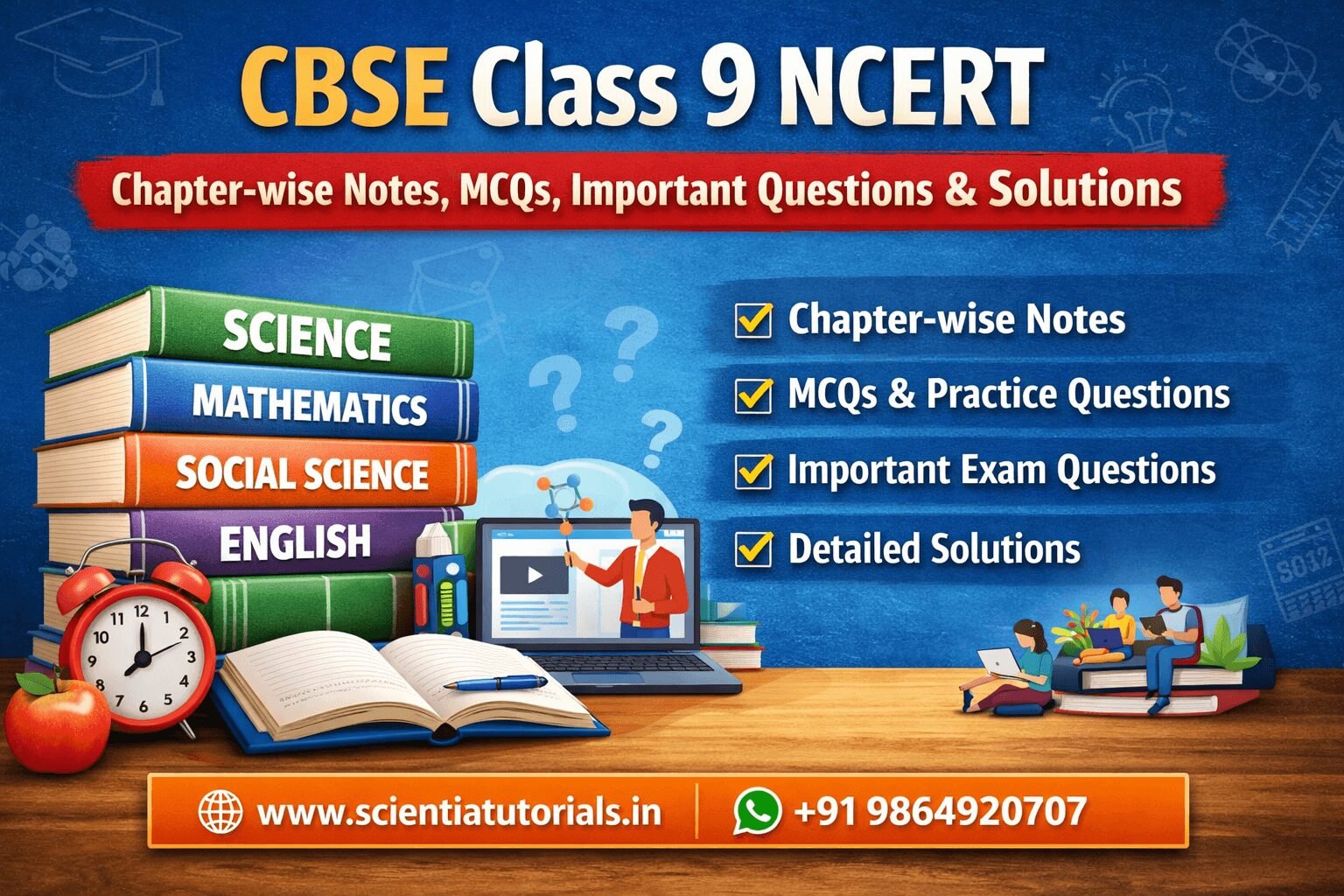 CBSE Class 9 NCERT chapter wise notes MCQs important questions solutions free online study materials