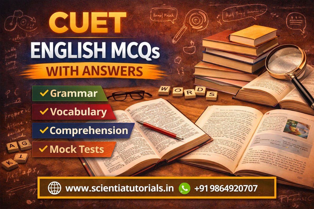 CUET English MCQs with answers grammar vocabulary comprehension practice questions mock tests online learning
