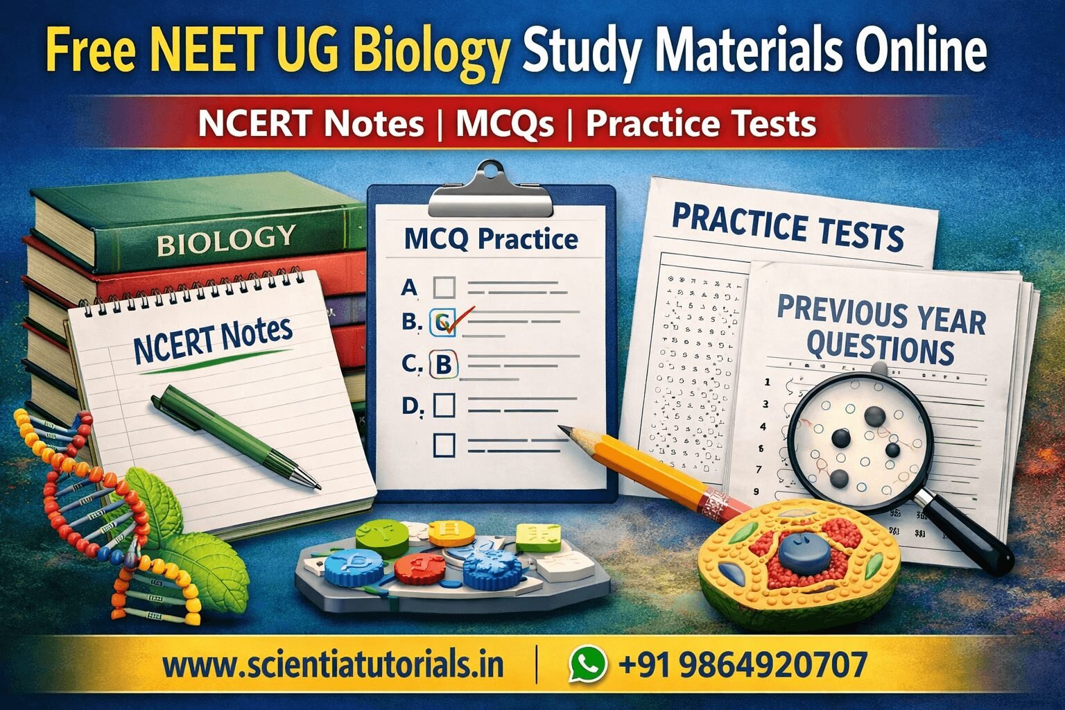Free NEET Biology study materials online including NCERT notes MCQs and practice tests for NEET UG preparation