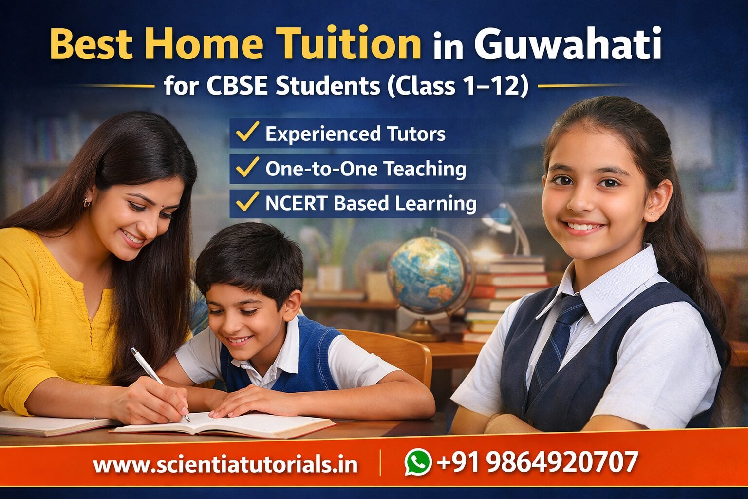 Expert home tutor teaching CBSE student during personalized home tuition in Guwahati by Scientia Tutorials