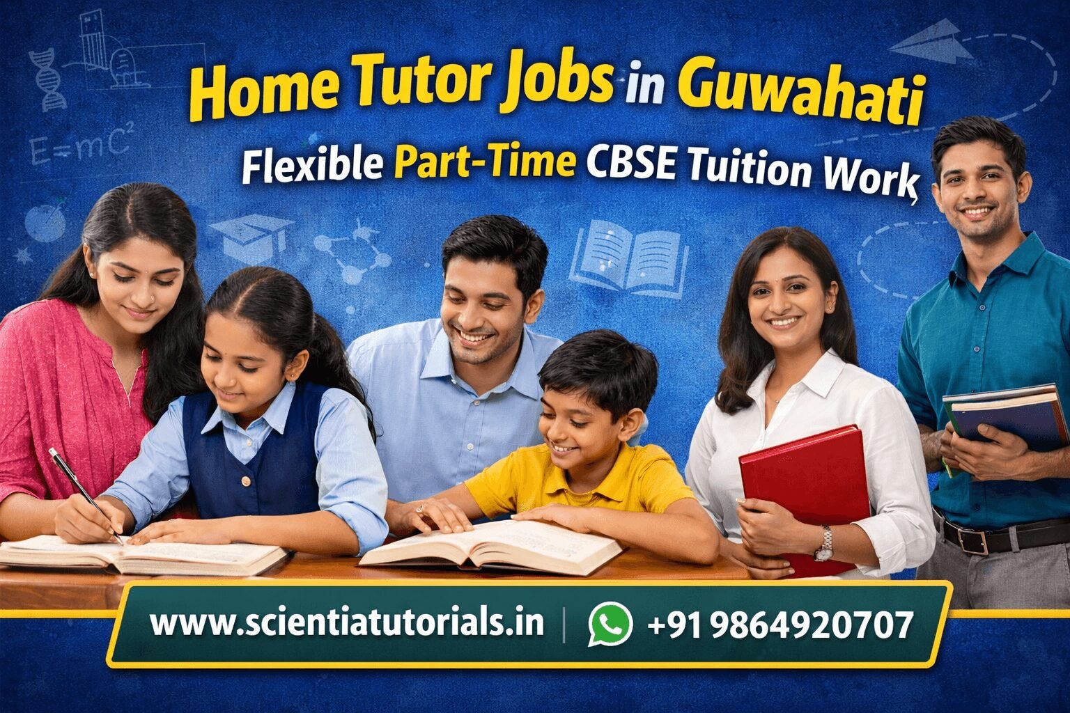 Apply for home tutor jobs in Guwahati for CBSE home tuition teachers providing Maths Science and English tutoring