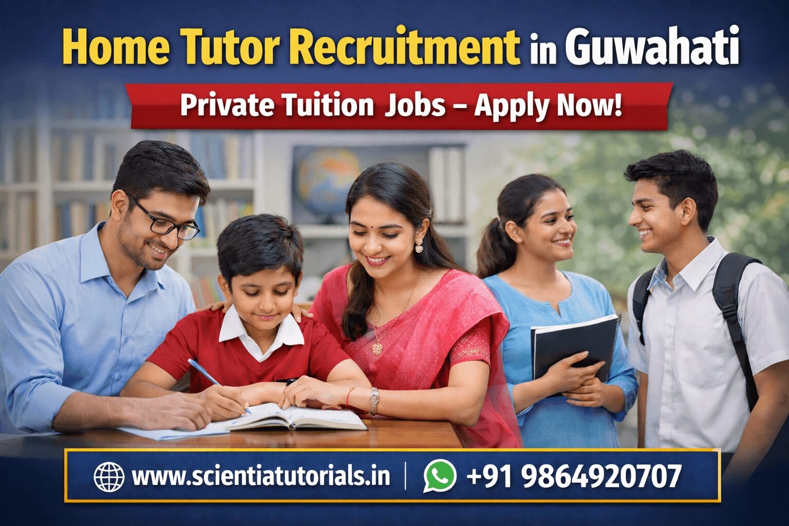 Home tutor recruitment in Guwahati for CBSE private tuition teachers with Scientia Tutorials home tuition services