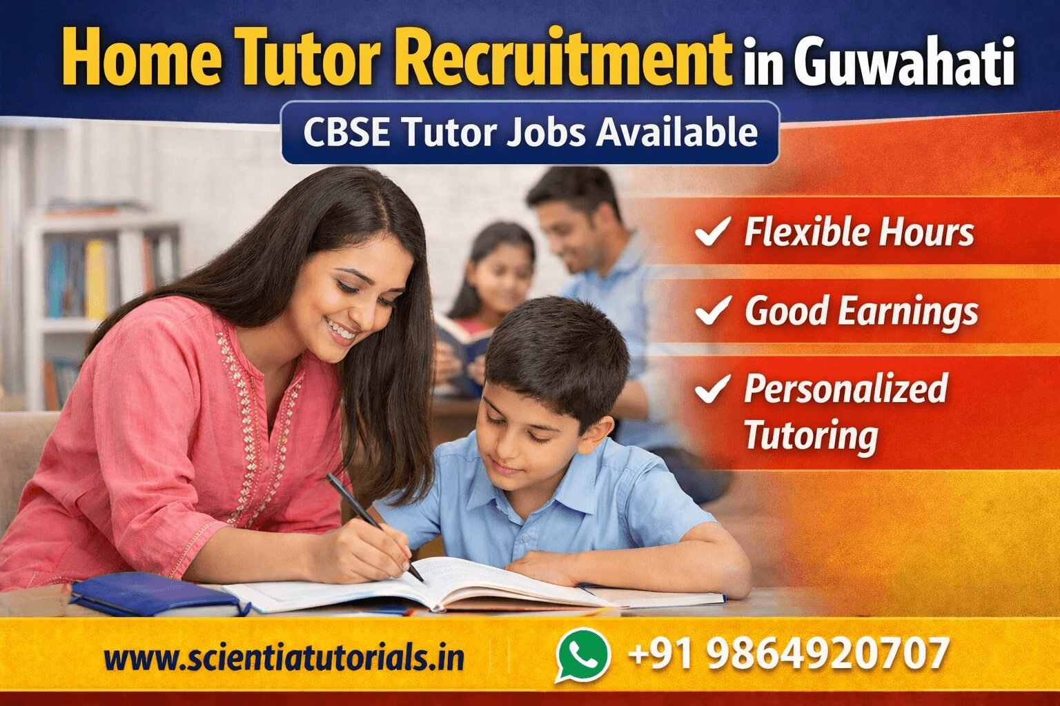 Join as a home tutor in Guwahati for CBSE students through Scientia Tutorials private tutor recruitment and NCERT home tuition services