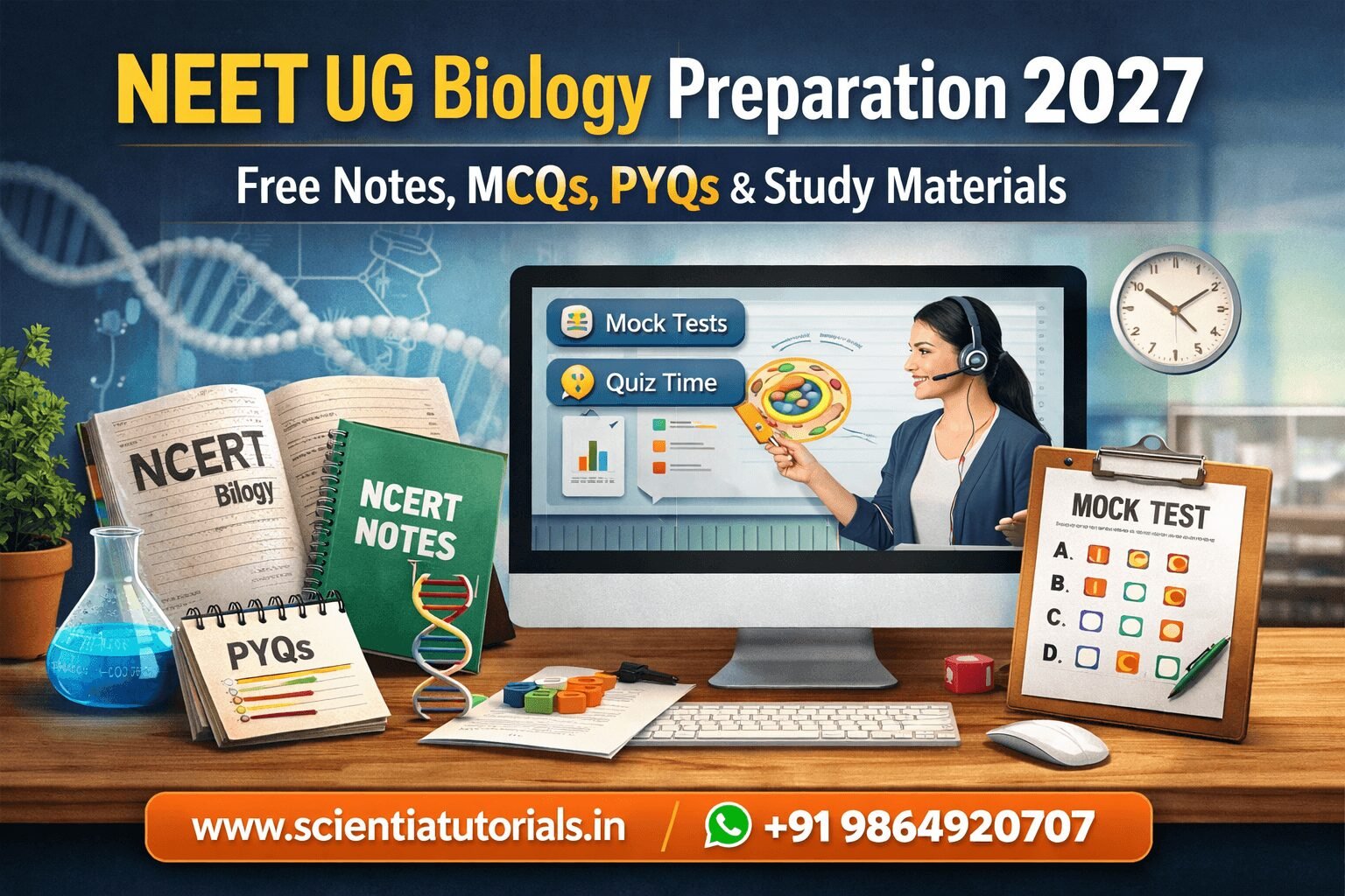 NEET Biology preparation 2027 with NCERT notes MCQs PYQs mock tests and online NEET UG courses for exam success