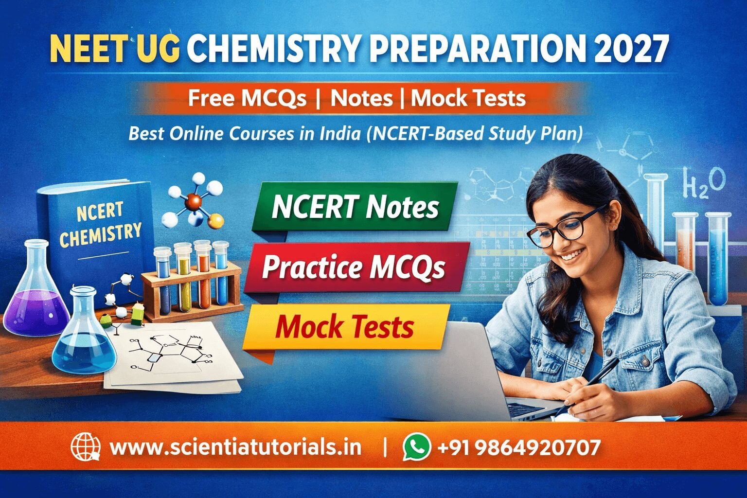 NEET UG Chemistry Preparation 2027 with free MCQs, NCERT notes, mock tests and best online courses in India