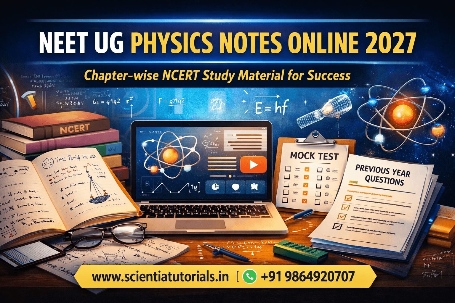 NEET UG physics notes online 2027 with chapter-wise NCERT based study material, mock tests and previous year questions