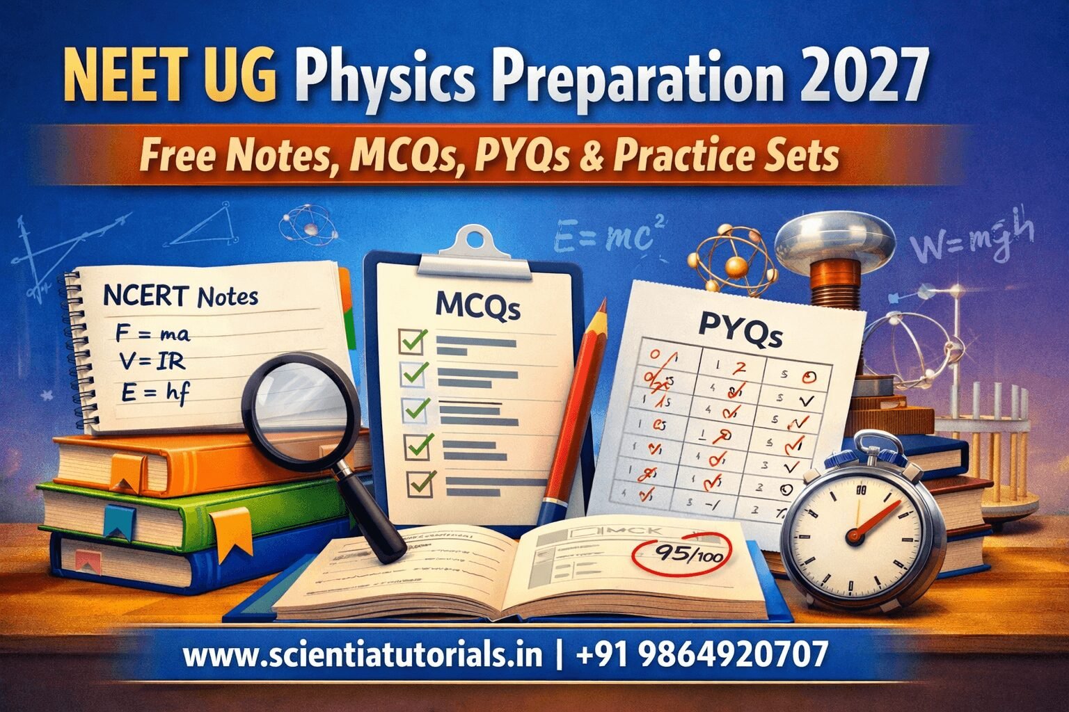 NEET UG Physics preparation 2027 with free notes, MCQs, PYQs and practice sets based on NCERT concepts