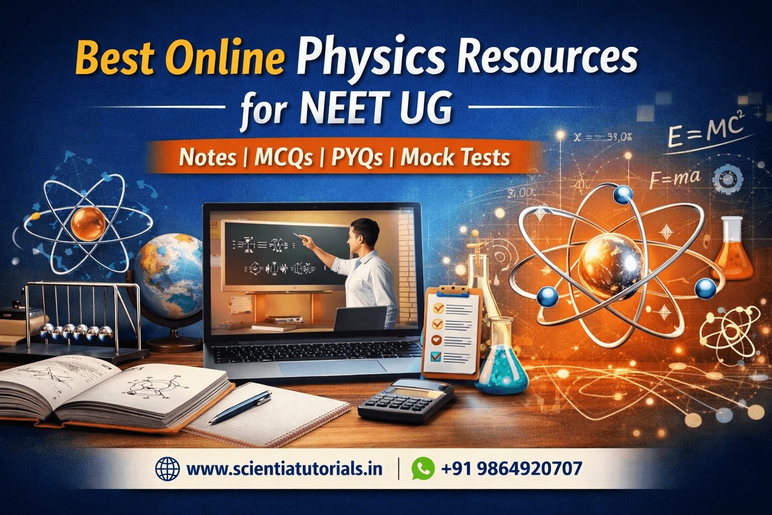 Online physics resources for NEET UG including notes, MCQs, previous year questions and mock tests for exam preparation