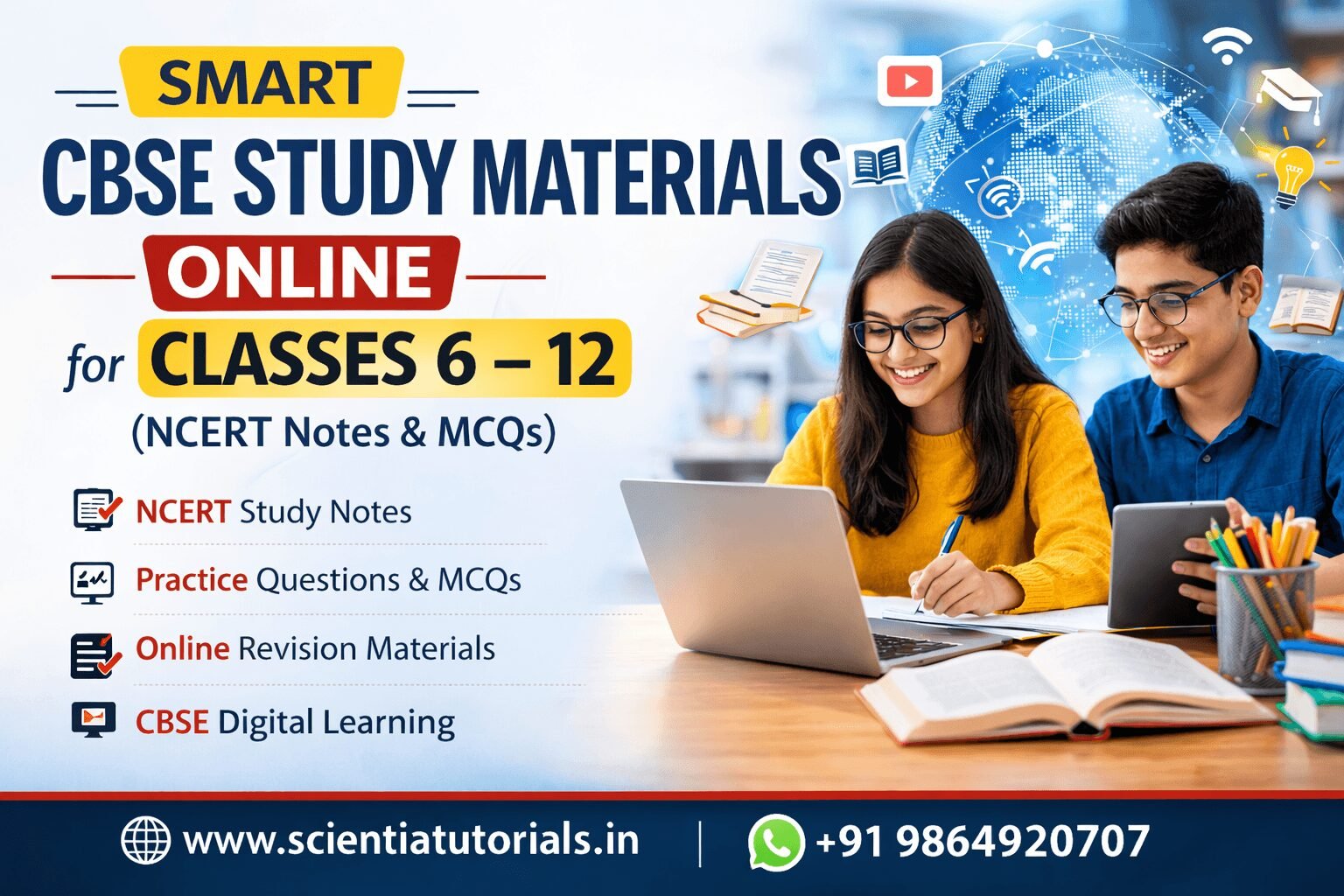 Smart CBSE study materials online for Classes 6–12 with NCERT notes, MCQs, revision materials, and digital learning resources