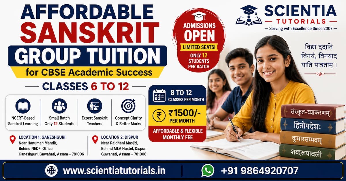 Affordable Sanskrit group tuition in Guwahati at Scientia Tutorials offering CBSE classroom coaching near Ganeshguri and Dispur
