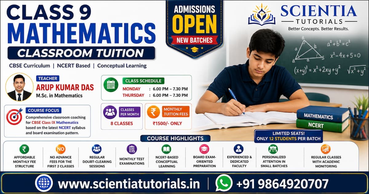 Class 9 Mathematics classroom tuition coaching at Scientia Tutorials Guwahati with expert faculty and small batch learning