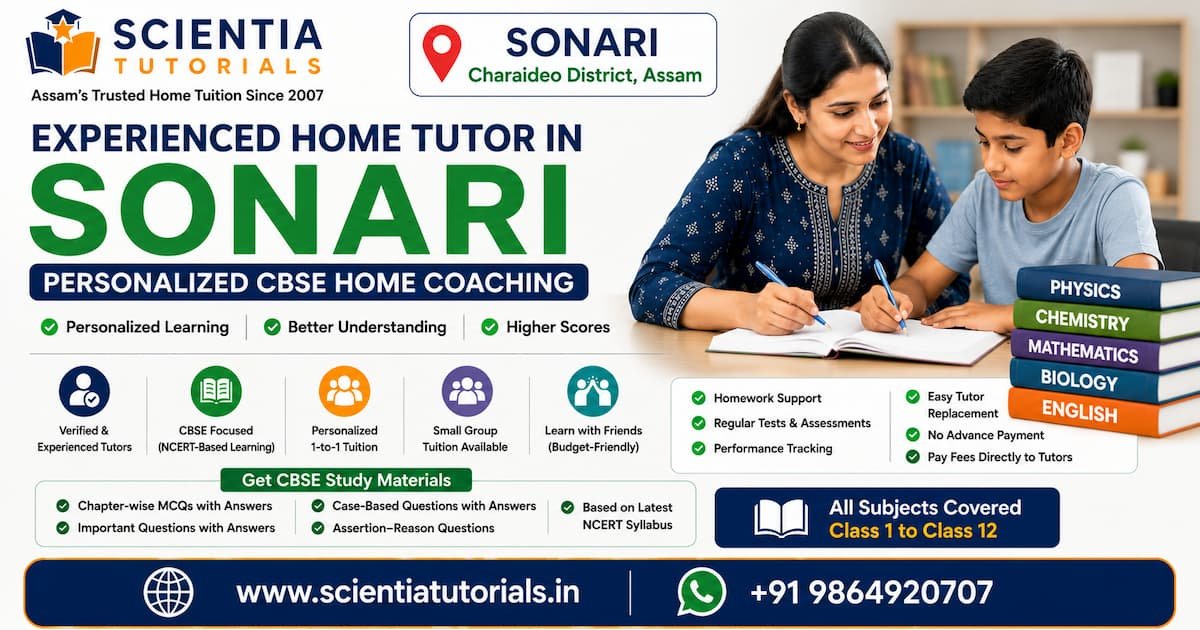 Experienced home tutor in Sonari offering personalized CBSE home coaching in Assam with one-to-one academic support.