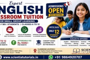 Expert English classroom tuition in Guwahati for small group learning with affordable CBSE coaching at Scientia Tutorials