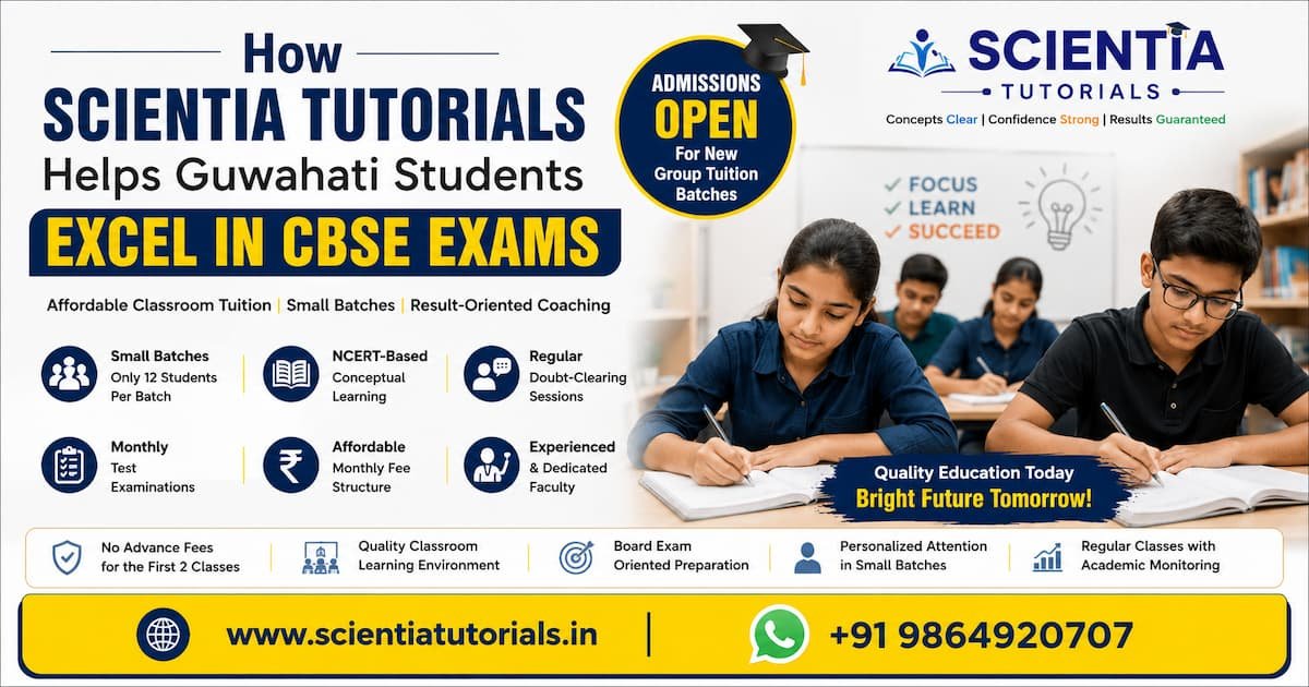 Scientia Tutorials classroom coaching in Guwahati helping CBSE students excel through affordable small-group tuition and expert academic guidance