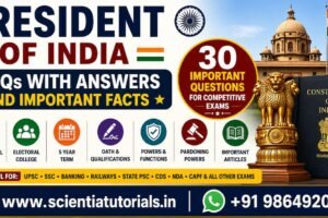 President of India MCQs with answers featuring Rashtrapati Bhavan, Constitution of India, Ashoka Pillar, and Indian National Flag for UPSC, SSC, Banking, Railways, APSC, ADRE, and State PSC exam preparation.