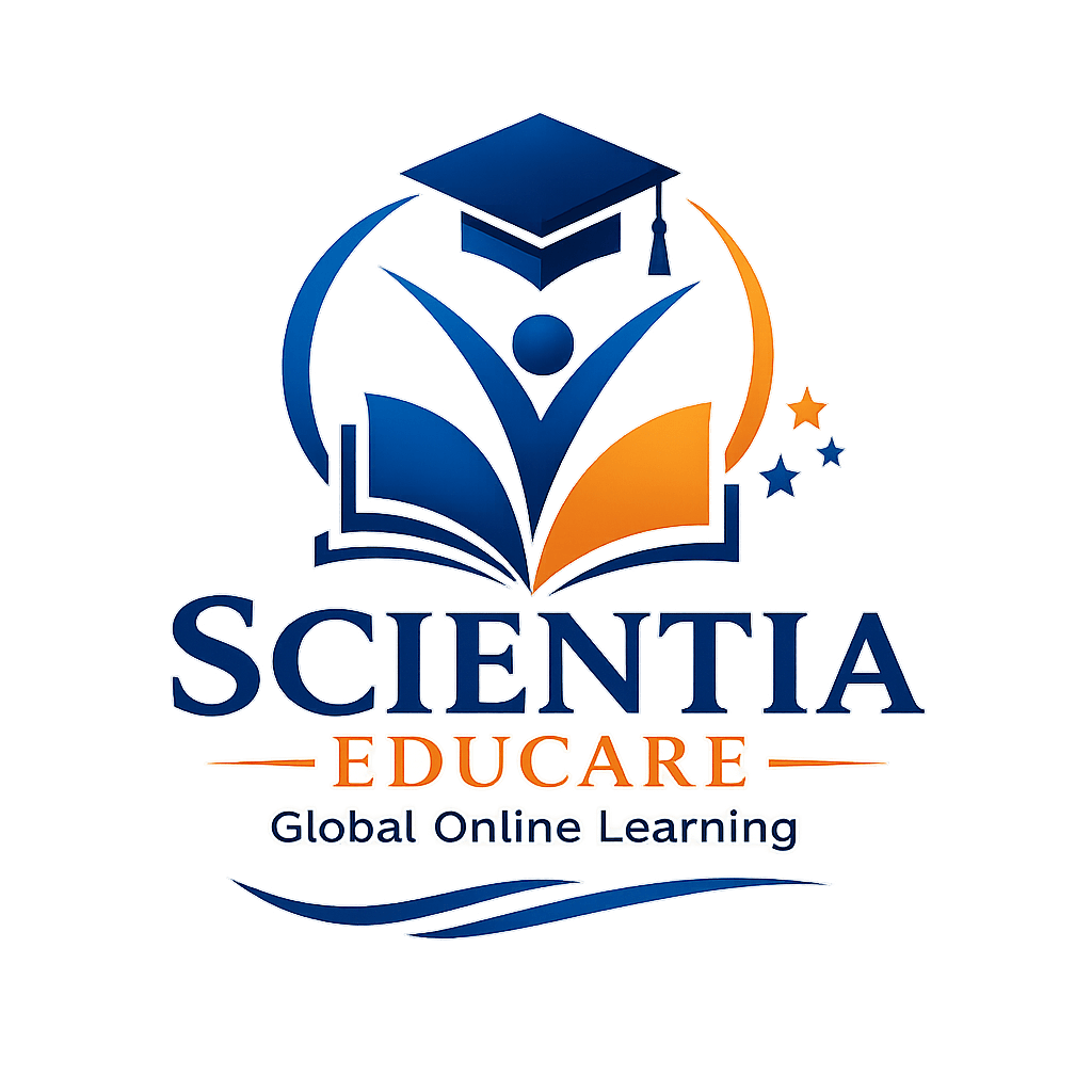 ScientiaEducare.com – Global Online Learning Platform for Students Worldwide ScientiaEducare.com logo representing a global online learning platform offering online courses, live tutoring, skill development, and digital education for students worldwide.