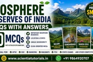 Biosphere Reserves of India MCQs with answers featuring 30 multiple-choice questions and detailed explanations for UPSC, SSC, Banking, Railways, PSC, Defence and other competitive exams in India.