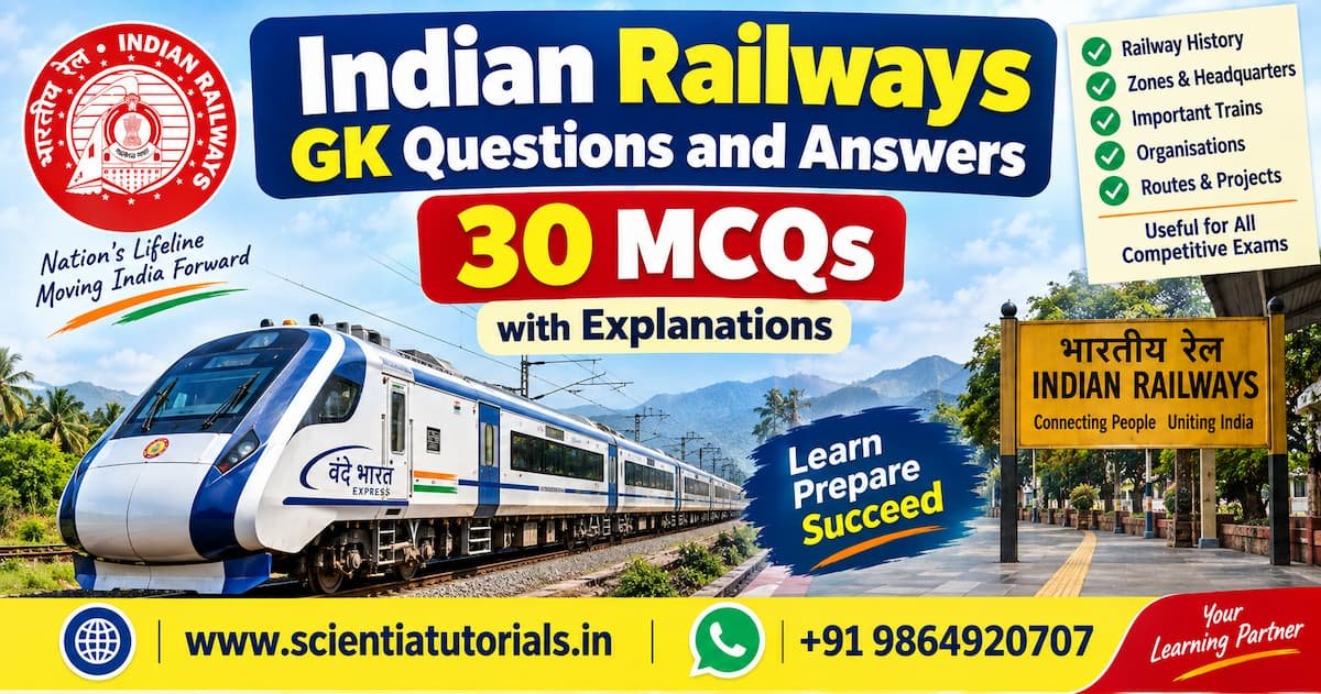Indian Railways GK questions and answers with 30 MCQs and explanations for competitive exams